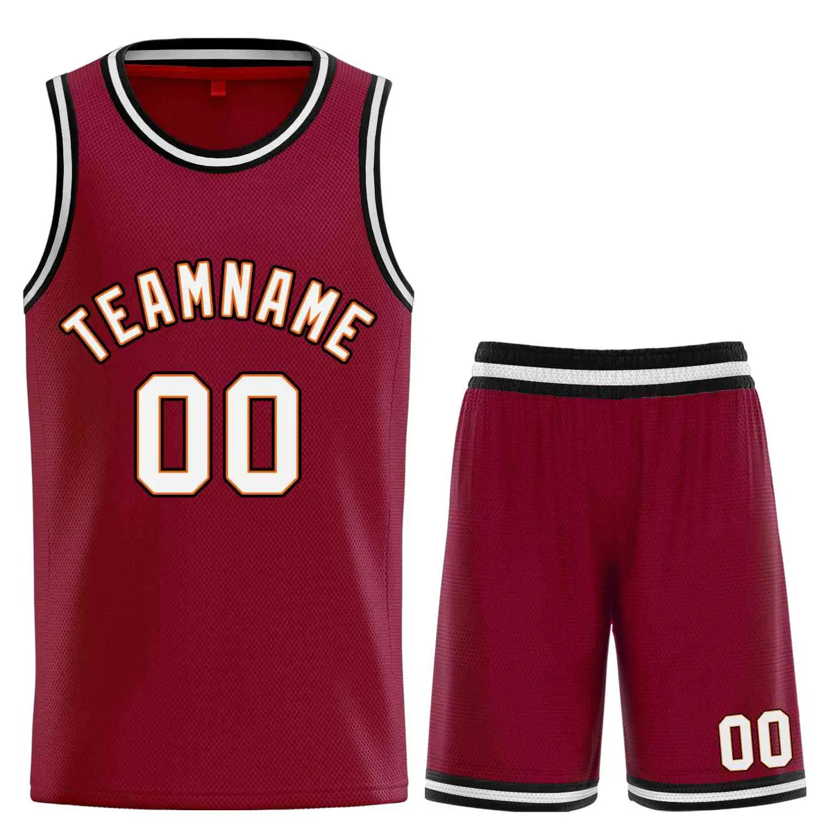 Maroon White-Orange Classic Curved Sets Basketball Jersey