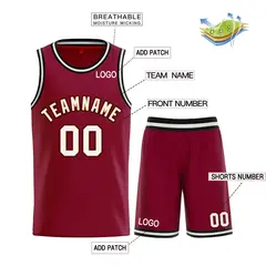 Maroon White-Orange Classic Curved Sets Basketball Jersey 3