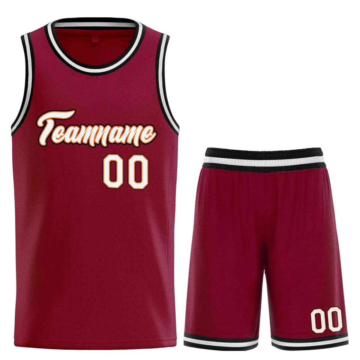 Maroon White-Orange Classic Heal Sports Basketball Jersey