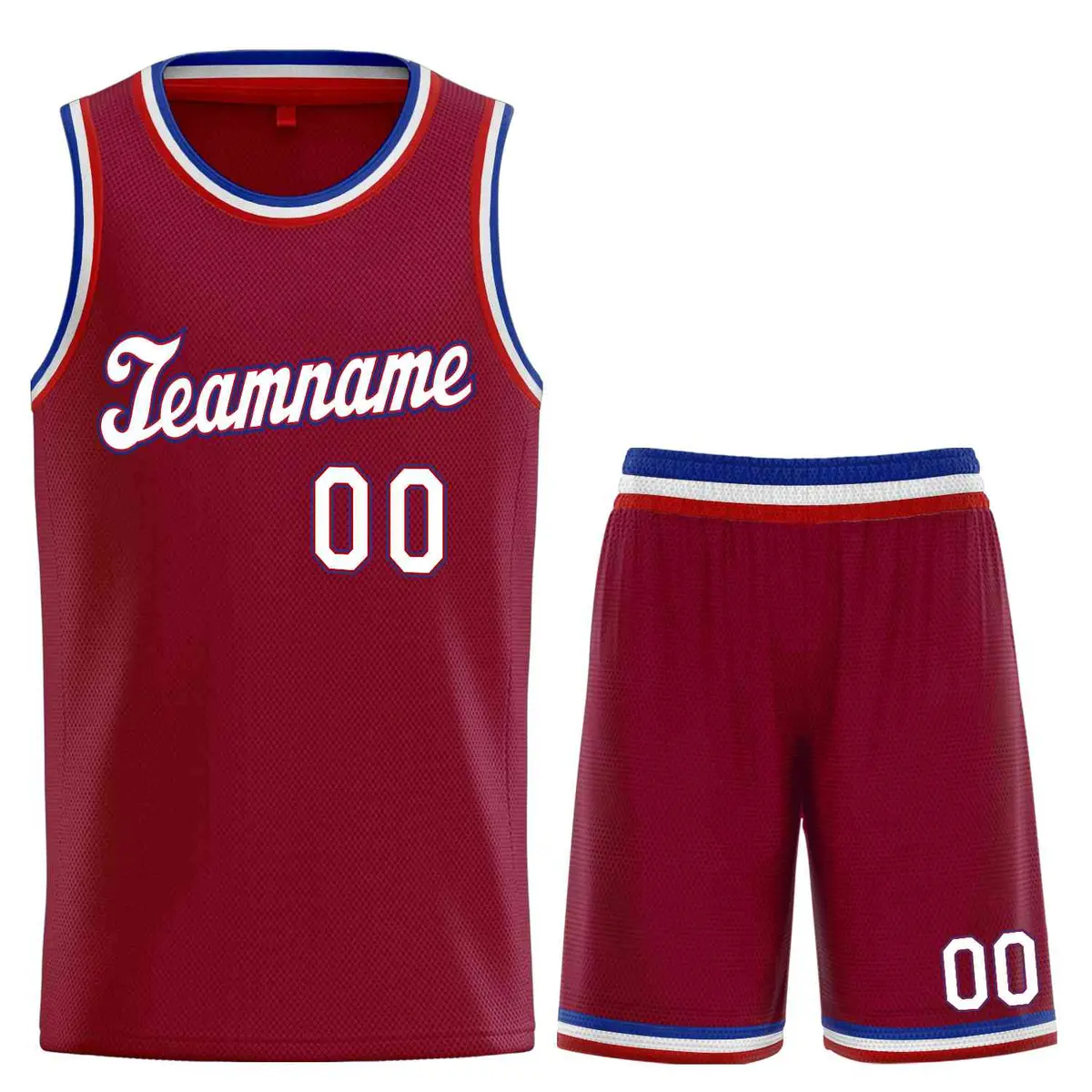 Maroon White-Red Classic Basketball Uniform Jersey