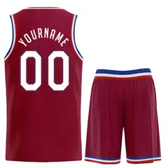 Maroon White-Red Classic Basketball Uniform Jersey 2