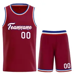 Maroon White-Red Classic Heal Sports Basketball Jersey