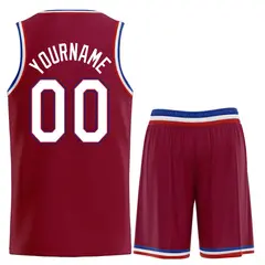 Maroon White-Red Classic Heal Sports Basketball Jersey 2