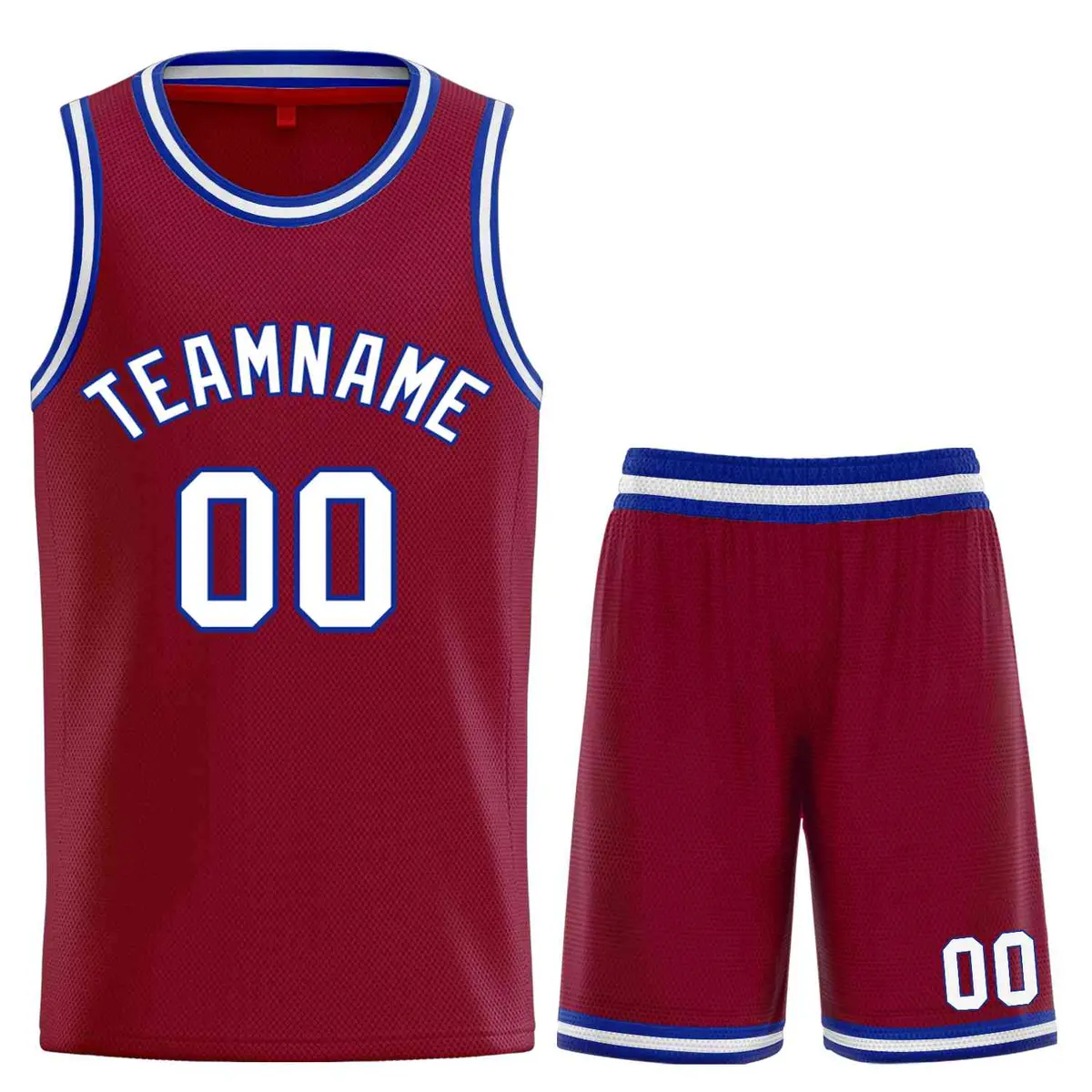 Maroon White-Royal Classic Curved Sets Basketball Jersey