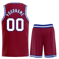 Maroon White-Royal Classic Curved Sets Basketball Jersey 2