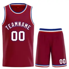 Maroon White-Royal Classic Curved Sets Basketball Jersey