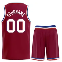 Maroon White-Royal Classic Curved Sets Basketball Jersey 2