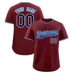 Maroon White Royal Classic Baseball Uniform 1