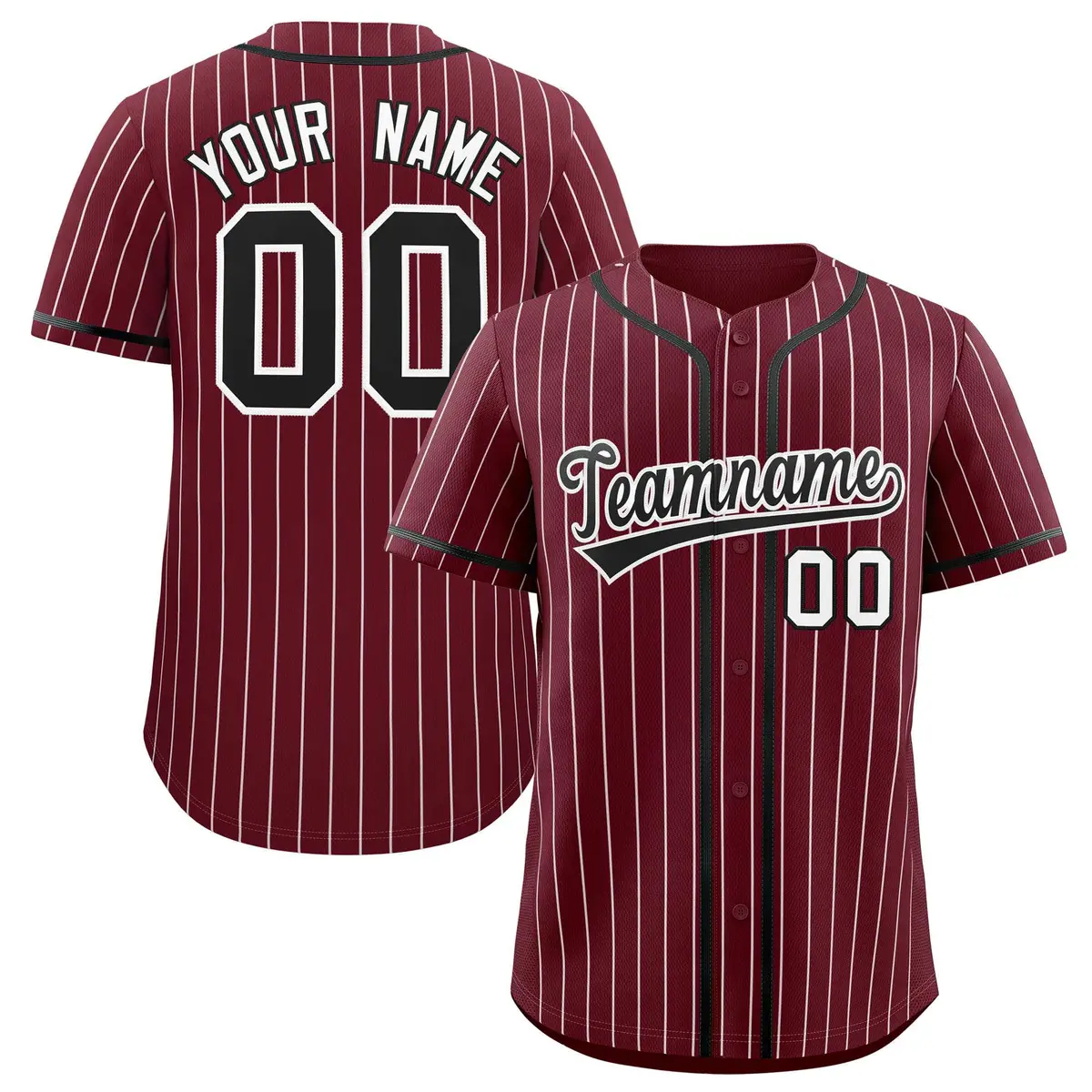 Maroon White Striped Fashion Baseball Jersey