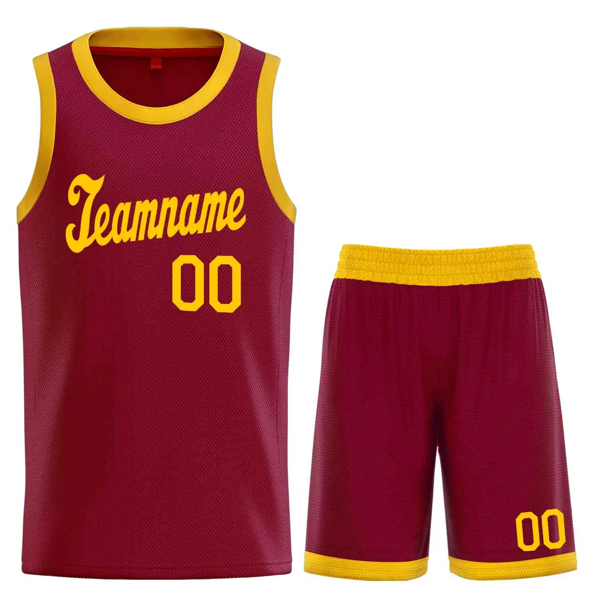 Maroon Yellow Classic Basketball Uniform Jersey