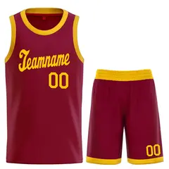 Maroon Yellow Classic Basketball Uniform Jersey