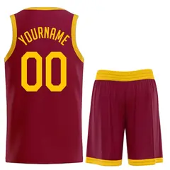 Maroon Yellow Classic Basketball Uniform Jersey 2