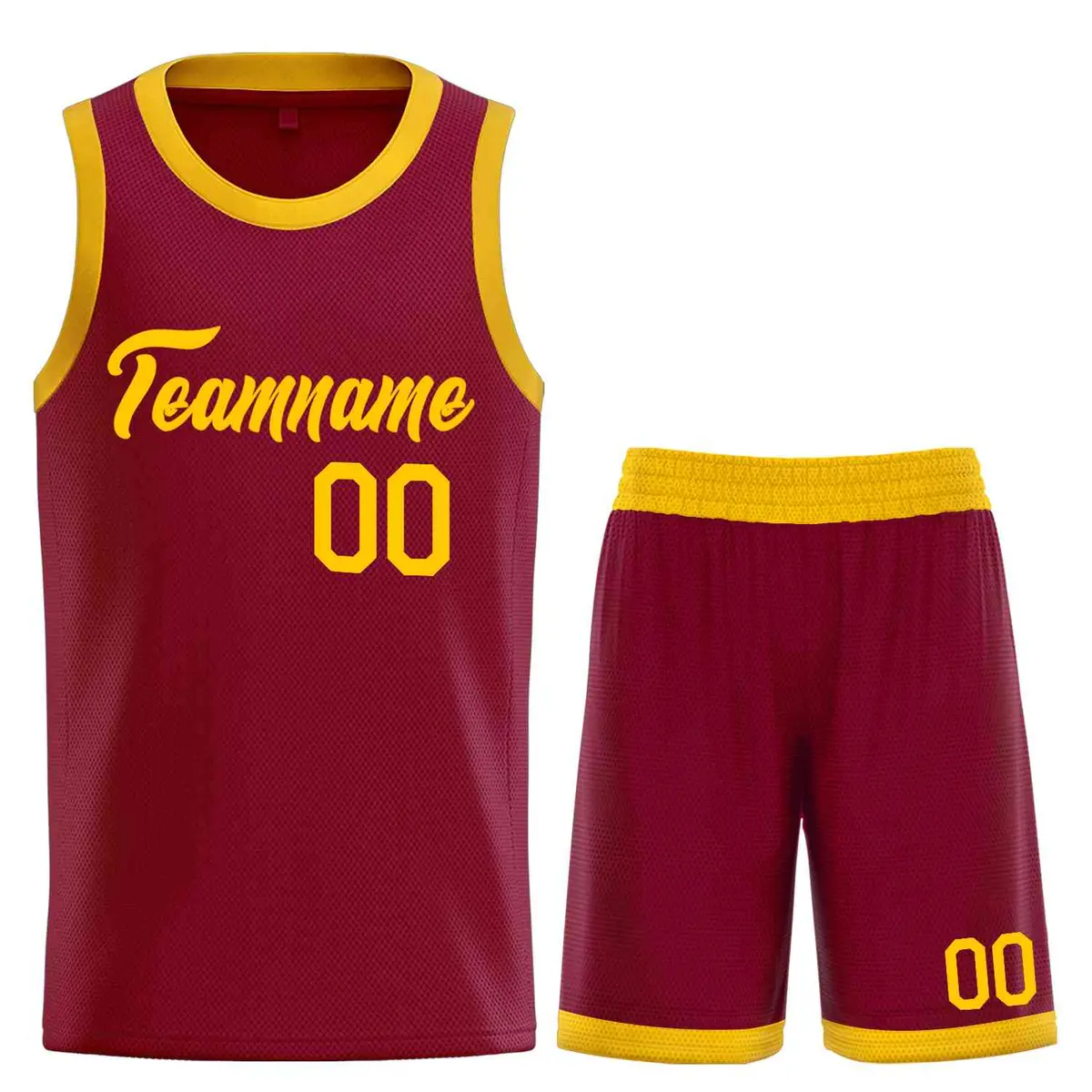 Maroon Yellow Classic Heal Sports Basketball Jersey