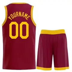 Maroon Yellow Classic Heal Sports Basketball Jersey 2