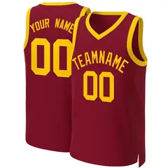 Maroon Yellow Classic Team Basketball Jersey 1