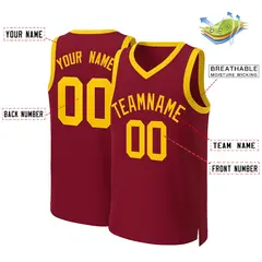 Maroon Yellow Classic Team Basketball Jersey 2