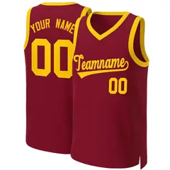 Maroon Yellow Classic Team Basketball Jersey 1