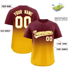 Maroon Yellow Gradient Fashion Baseball Jersey 2