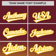 Maroon Yellow Gradient Fashion Baseball Jersey 3