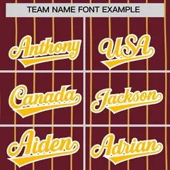 Maroon Yellow Striped Fashion Baseball Jersey 3