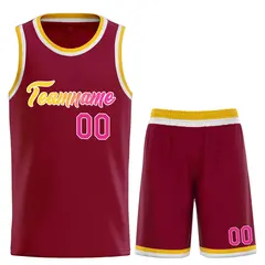 Maroon Yellow-White Classic Heal Sports Basketball Jersey
