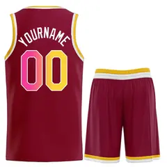 Maroon Yellow-White Classic Heal Sports Basketball Jersey 2