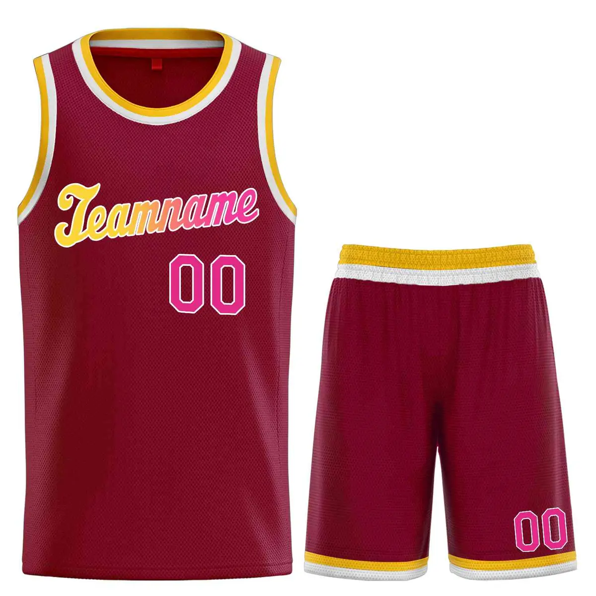 Maroon Yellow-White Classic Sets Basketball Uniform Jersey