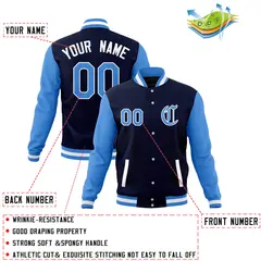 Men's Full-Snap Varsity Letterman Baseball Jacket Coat 20