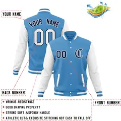 Men's Full-Snap Varsity Letterman Baseball Jacket Coat 28