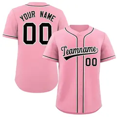 Men's Pink Black-White Authentic Classic Baseball Jersey 1