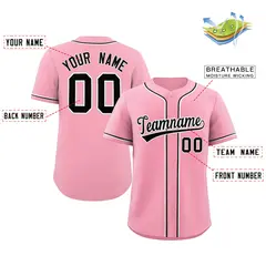 Men's Pink Black-White Authentic Classic Baseball Jersey 2