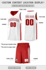 Men's Red White Double Side Basketball Jersey Set 2