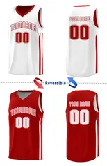 Men's Red White Double Side Basketball Jersey Set 3