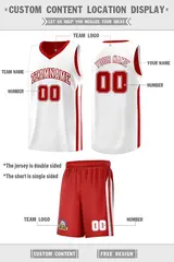 Men's Red White Double Side Basketball Jersey Set 2