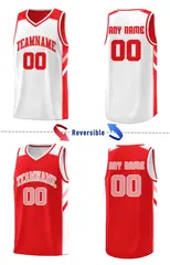 Men's Red White-Pink Double Side Basketball Jersey Set 3