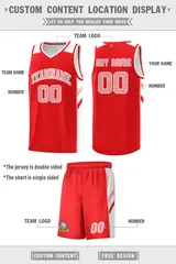 Men's Red White-Pink Double Side Basketball Jersey Set 4