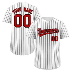Mens Pinstripe Baseball Jersey Team Sport Uniforms