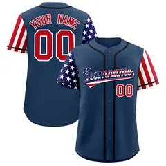 Midnight Blue American Flag Design Baseball Jersey
