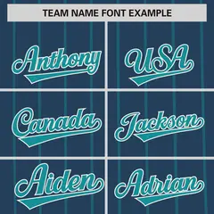 Midnight Blue Aqua Pinstripe Two-tone Side Baseball Jersey 3