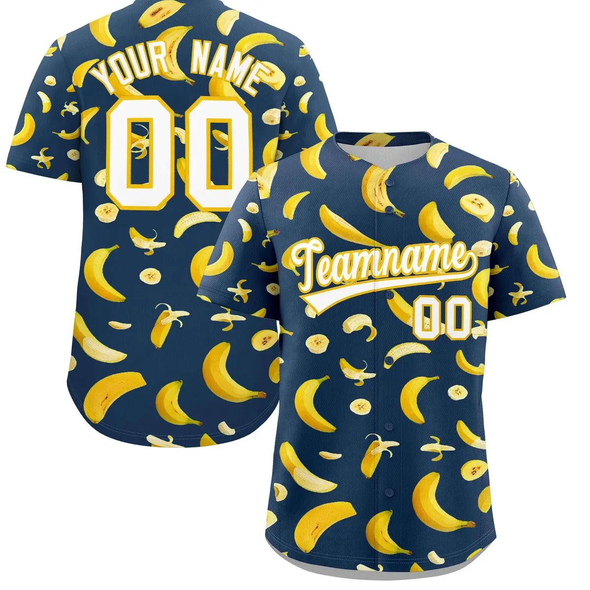 Midnight Blue Banana Graffiti Baseball Jersey