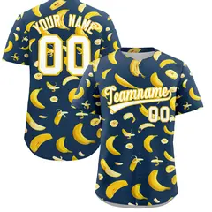 Midnight Blue Banana Graffiti Baseball Jersey 1