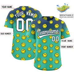 Midnight Blue Bright Green Graffiti Gradient Smile Baseball Jersey 2