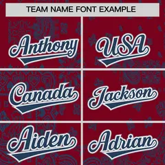 Midnight Blue Crimson White Cashew Flower Graffiti V-Neck Hockey Jersey 3