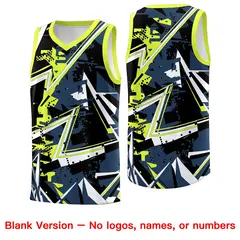 Midnight Blue Fluorescent Green Abstract Graffiti Basketball Jersey 6