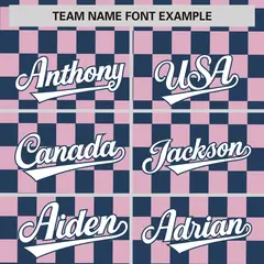 Midnight Blue Light Pink Plaid Baseball Jersey 3