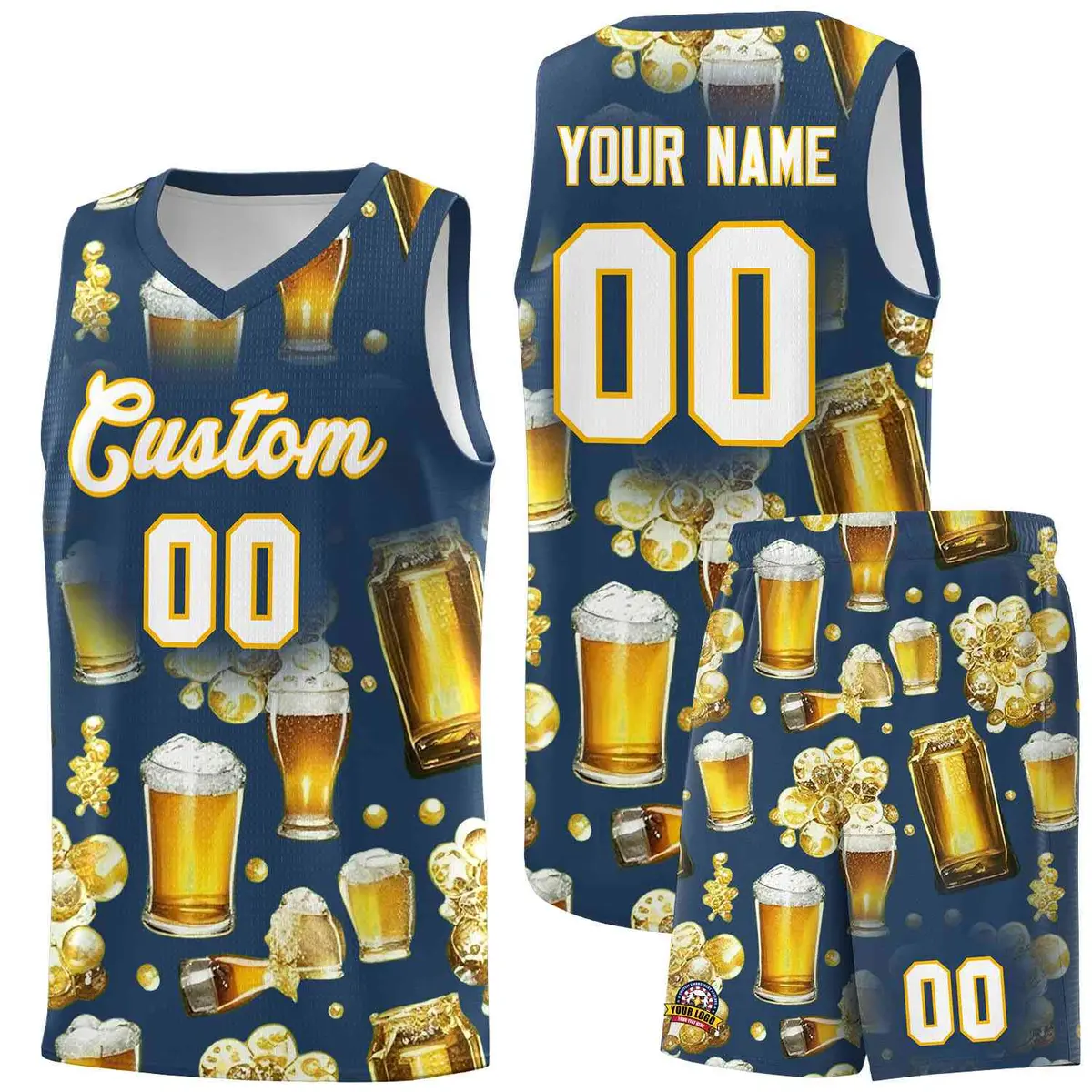 Midnight Blue National Beer Day Beer Bubble Basketball Jersey