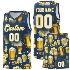 Midnight Blue National Beer Day Beer Bubble Basketball Jersey 1