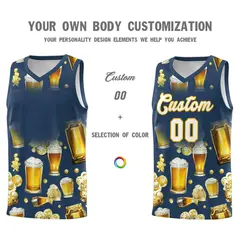 Midnight Blue National Beer Day Beer Bubble Basketball Jersey 2