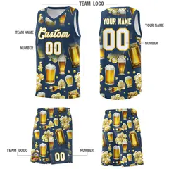 Midnight Blue National Beer Day Beer Bubble Basketball Jersey 3