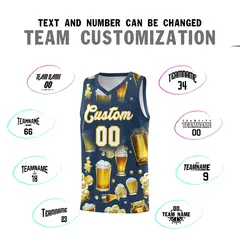 Midnight Blue National Beer Day Beer Bubble Basketball Jersey 4